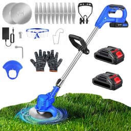 Grasmaaier - Accu Grasmaaier - Draadloze Trimmer - 800W Koperen Motor & 13000rpm - Verstelbare Steel 91-127cm - 2 Batterijen & Oplader - 3 Messen (Plastic/Metaal/Rond) - Voor Tuin & Gazon — thumbnail 1