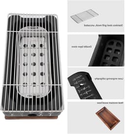 Allecto - Barbecue Stove - Japanse stijl BBQ-grill - Draagbaar en compact - Houtskool grill - Geschikt voor binnen en buiten - 36 x 18 x 13 cm — thumbnail 2