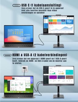 DnA® Professionele Portable Monitor - USB-C - 15.6 Inch - Draagbare Monitor - Portable Monitor Voor Laptop - Zwart - 1cm x 36cm x 22cm — thumbnail 3