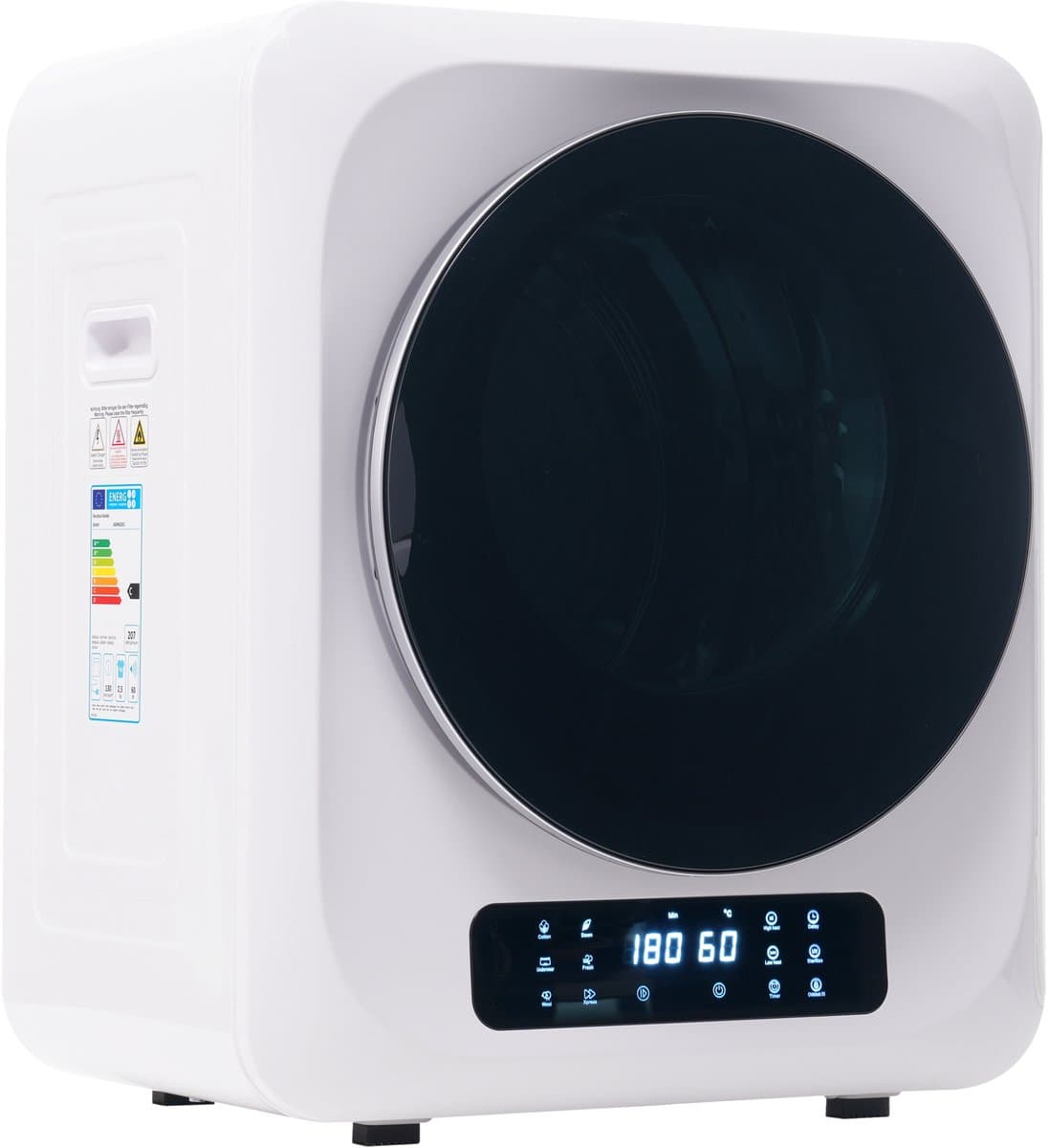 Mini Wasdroger 4kg - Compacte Droogkast - Afvoerdroger - Kleine Droger - Wandmontage - 850W - RVS Trommel - UV Desinfectie - Appartement - 6 Programma's — afbeelding 1