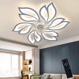 Glitzerlife - Plafond ventilator met verlichting - Dimbare LED ventilator lamp plafond - Stille plafondventilator Afstandsbediening - Zomer winter functie - Acryl design - Ø66cm - Wit — thumbnail 1