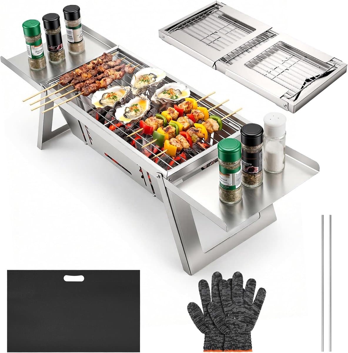 Opvouwbare BBQ – Draagbare Houtskool Barbecue – Compact & Lichtgewicht – Camping BBQ / Balkon BBQ / Picknick Grill – Snel Opgezet & Makkelijk Mee te Nemen — afbeelding 1