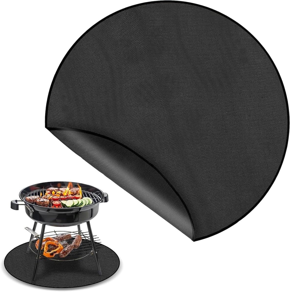 Ronde vuurkorfmat van 60 cm, water- en olieafstotend, herbruikbare hittebestendige barbecuepad voor buiten koken op terras en gras — afbeelding 1