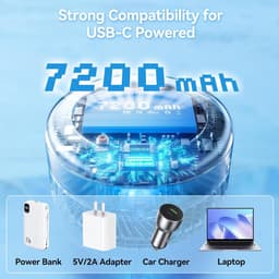 Ulisem - Oscillerende ventilator - 4 snelheden - 7200mAh oplaadbaar - Met afstandsbediening - Hoogte verstelbaar 10-99 cm - 8 inch - Wit - USB-C - Geschikt voor slaapkamer en reizen — thumbnail 4