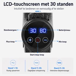 Gloovon® Massage Gun - Massagepistool - 12mm Amplitude & 30 Standen - Inclusief 6 Opzetstukken & Stevige Koffer - LCD Display - Stil - Zwart — thumbnail 2