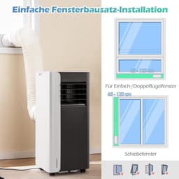 COSTWAY 7000BTU Mobiele airconditioning, 3-in-1 koelapparaat met ventilator en luchtontvochtiger voor ruimtes tot 28 m², airconditioner met afvoerslang, slaapmodus, 24-uurs timer, afstandsbediening [Energieklasse A] — thumbnail 5