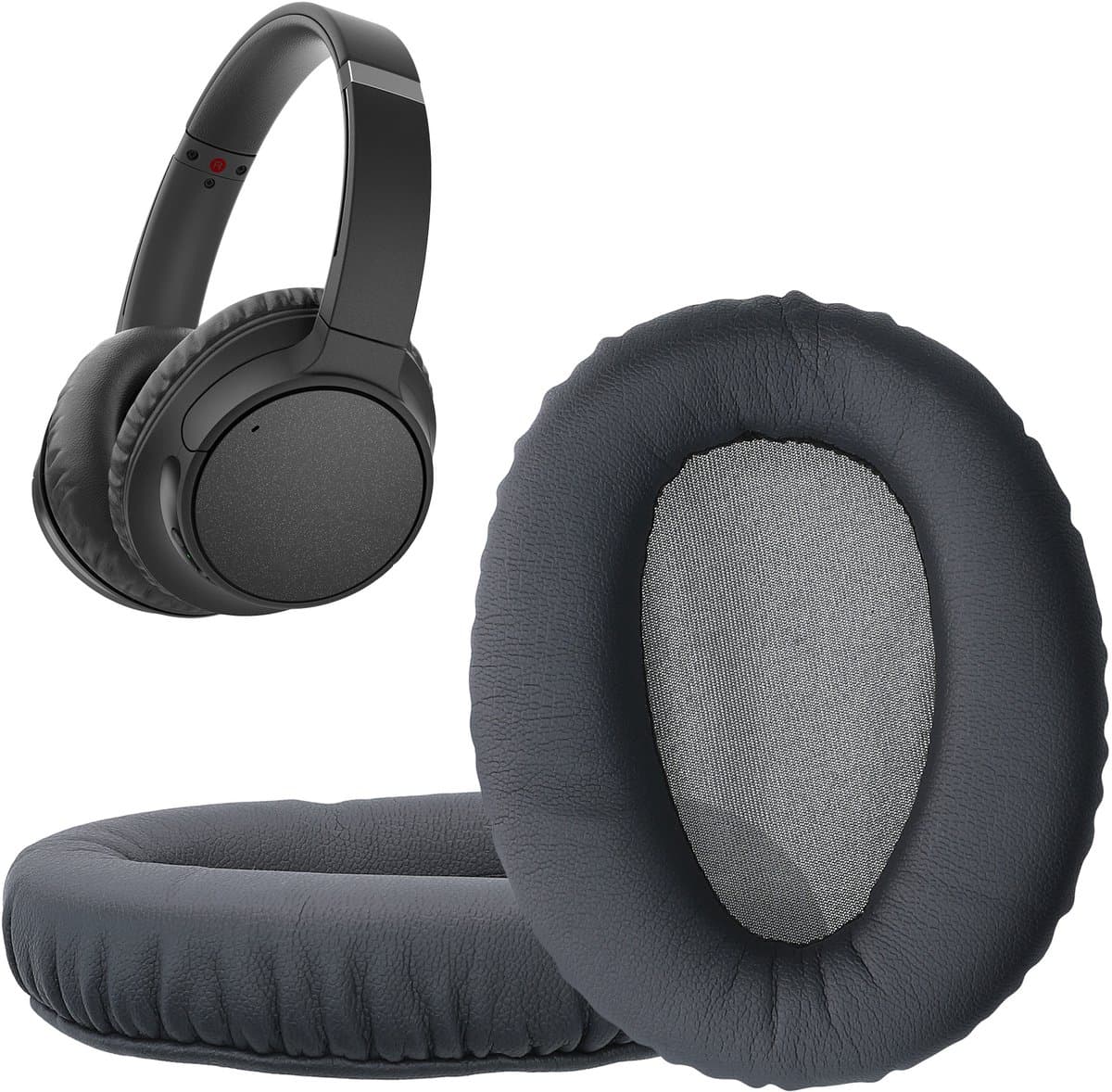 kwmobile 2x oorkussens geschikt voor Sony WH-CH700N - Earpads voor koptelefoon in mat zwart — afbeelding 1