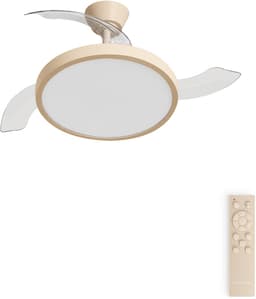 CREATE - Plafondventilator 40W stil met intrekbare bladen met licht - Ø108cm - Zand - Afstandsbediening - WIND CLEAR STUDIO — thumbnail 1