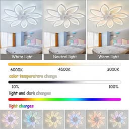 8 Sterren Plafondlamp Met Ventilator - RGB - Met Afstandsbediening - Smart lamp - Dimbaar Met App - 6 Standen Ventilator - Woonkamerlamp - Moderne lamp - Plafoniere — thumbnail 5