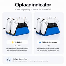 Sounix Oplaadstation geschikt voor PS5 / PS5 Slim / PS5 PRO / DualSense Controller - PS5 accessoires - Dual Oplader - Charging Dock - Blauw — thumbnail 3