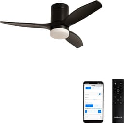 CREATE - Stille 40W plafondventilator met technische ABS bladen (Ø112cm) (ruimtes ≤10m²) - Zwart - Met licht - WIFI+Afstandsbediening - WIND CALM — thumbnail 1