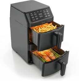Dubbele Airfryer - Heteluchtfriteuse Dubbel - Gezond Koken - PFAS-vrije Anti-aanbaklaag - 11 Liter - Zwart — thumbnail 1