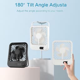 Bureauventilator oplaadbaar - 100 standen - LED display - 17 cm — thumbnail 4