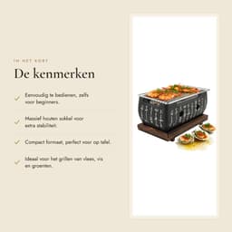 Dailygoods- Tafelgrill Japanse stijl - Houtskool barbecue - Massief houten sokkel - Eenvoudig te reinigen - Geschikt voor tafelgebruik - Duurzaam en brandveilig — thumbnail 3