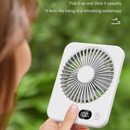 Oplaadbare USB-C Tafelventilator met LED Display, Vouwbaar en Stil, 180° Verstelbare Mini Ventilator voor Kantoor en Thuisgebruik, 2000mAh Accu - Wit — thumbnail 5