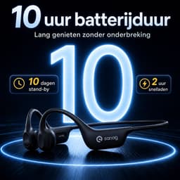 Sanag Bone Conduction Headphones – Sport Koptelefoon – Veilig Fietsen & Hardlopen – 10 Uur Batterij – IPX5 Waterdicht & Open Ear Design – Zwart — thumbnail 5