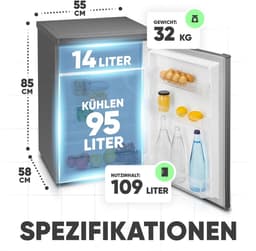Bomann KS 7251 – Tafelmodel koelkast met vriesvak – 109 Liter - Inox Look – energieklasse C — thumbnail 3