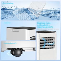 Mobiele Airco 9000 BTU - 4-in-1 Koelen Ontvochtigen Ventileren Slaapmodus - 15-28 m² - 24 Uurs Timer - 30x29x70 cm - Wit — thumbnail 5