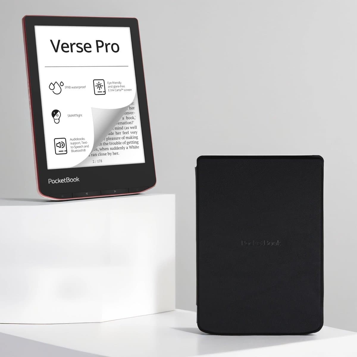 PocketBook Verse Pro e-reader Passion Red – 6 inch – 16 GB – waterdicht + Zwart Hoesje – voordeelbundel — afbeelding 1