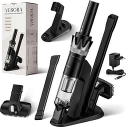 Vesora® 3-in-1 Kruimeldief - Kruimelzuiger Snoerloos - Krachtige Handstofzuiger met Opzetstukken en Steel - Ook Voor Dierenharen - Stofreiniger - Autostofzuiger - Air Duster - HEPA-filter - Draadloos - Best Verkocht - Zwart / Zilver — thumbnail 1