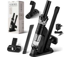 Vesora® 3-in-1 Kruimeldief - Kruimelzuiger Snoerloos - Krachtige Handstofzuiger met Opzetstukken en Steel - Ook Voor Dierenharen - Stofreiniger - Autostofzuiger - Air Duster - HEPA-filter - Draadloos - Best Verkocht - Zwart / Zilver