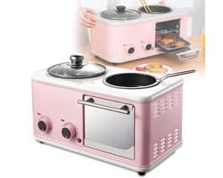 Ontbijtapparaat - Keukenmachine Alles-in-één - Compleet Ontbijt Maken - 4-in-1 Multifunctioneel - 8 Liter Oveninhoud - Roze