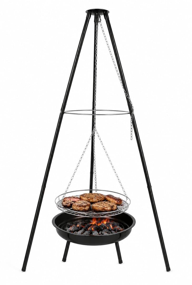 Muntel® BBQ Tripod - Driepoot - Inclusief Rooster voor Vuurkorf / Vuurschaal - 160 x 50 cm — afbeelding 1