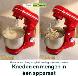 Vivid Green 1500W Keukenrobot - 5L Mengkom - 10 Snelheden - Keukenmixer - Keukenmachine - Rood — thumbnail 2