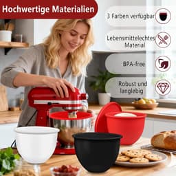 Siliconen Mengkom Inzet - Kom Liner - Keuken Organisatie - Antiaanbaklaag Voedselveilig - 4.8 Liter - Rood — thumbnail 3