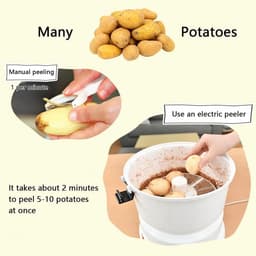 Automatische Aardappelschiller - Elektrische Schilmachine - Snel Groenten Schillen - Krachtige Koperen Motor - 1.7kg Capaciteit - Wit — thumbnail 5