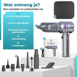 E-Intra® IntraPure 16000PA – 10 Opzetstukken - Kruimeldief Snoerloos - 3 Zuig & Blaas Standen - Opbergtas - Voor Auto, Thuis en Kantoor - Klein maar Krachtig - Stil & Compact – Krachtige Handstofzuiger met HEPA-filter en USB-Handstofzuiger — thumbnail 5