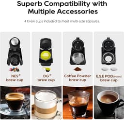 HiBREW H3D 4-in-1 Capsule Koffiemachine – 20 Bar – Geschikt voor Nespresso, Dolce Gusto, E.S.E. Pods & Gemalen Koffie – Koud & Warm – 7 Waterniveaus – 800ml — thumbnail 4