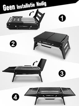 Draagbare Houtskoolbarbecue Met Werktafels BBQ Grill Outdoor Lichtgewicht Frame Ideaal Voor Picknick — thumbnail 5