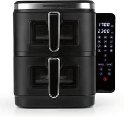 Heteluchtfriteuse Dubbele Kamer - Airfryer XXL - Twee Gerechten Tegelijk - Slank Design Kijkvensters - 10 Liter Volume - Zwart — thumbnail 2