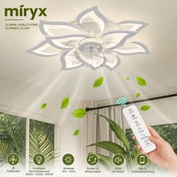 Miryx Slimme Plafondventilator met Verlichting - Plafonniere - Ventilator lamp - Met Afstandsbediening - 6 Snelheden - Moderne LED - Wit — thumbnail 5