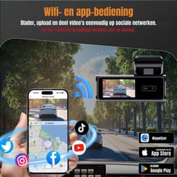 RUX® Dual Dashcam - Dashcam Voor Auto 1080p - Voor en Achter Camera – Auto Camera - G-Sensor - App Bediening – Parkeermodus - Zwart - 10cm x 4cm x 4cm; 300 g — thumbnail 3