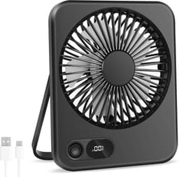 Oplaadbare USB-C Tafelventilator met LED Display, Vouwbaar en Stil, 180° Verstelbare Mini Ventilator voor Kantoor en Thuisgebruik, 2000mAh Accu — thumbnail 1