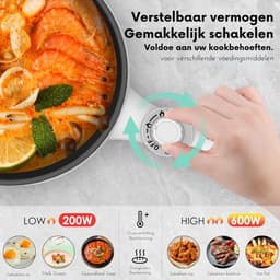 Hotpot Electrisch Chinees – Kaasfondue Pan Elektrische Multipan – Multifunctioneel 1.7L - Chinese Fondue 200/600Watt – Saute Pan – Friteuse – Hete Pan- Stomer – Langzame Kookplaat – Gemakkelijk Schoon te Maken - Blauw — thumbnail 4