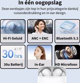 Phreeze TWS6 Pro Draadloze Oordopjes – Bluetooth 5.3 – Noise Cancelling – 30 uur Speeltijd – Wireless Earbuds – Oortjes Draadloos - USB C — thumbnail 4