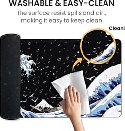 Grote Muismat 80x30 | Gaming Muismat | Blauw | XXL | Antislip | Desktop Mat | Computer Mat | Golven — thumbnail 3