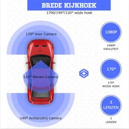 Dashcam Voor Auto Voor En Achter - Dual Dashcam Met Drie Camera’s - Auto Camera Dashcam 24-uurs Parkeerbewaking — thumbnail 3