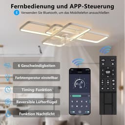 Equivera Plafonniere met Ventilator - Plafondventilator - Plafondventilator Afstandsbediening - Plafondventilator Slaapkamer - Plafond Ventilator met Verlichting - Plafondlamp - Plafonniere - Ideaal voor in uw slaapkamer! — thumbnail 3