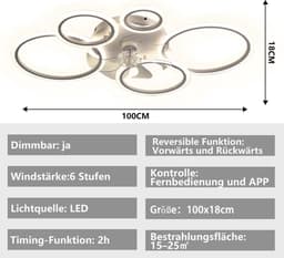 Equivera Plafonniere met Ventilator - Plafondventilator - Plafondventilator Afstandsbediening - Plafondventilator Slaapkamer - Plafond Ventilator met Verlichting - Plafondlamp - Plafonniere - Ideaal voor in uw slaapkamer! — thumbnail 2
