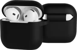 Hoesje - Geschikt voor Apple AirPods 4 - Siliconen Hoes met Clip - Silicone Case Cover - Zwart — thumbnail 5