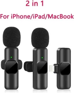 Nieuwe Draadloze Lavalier Microfoon Draagbare Audio Video Opname Mini Mic Voor Iphone Live Broadcast Gaming Telefoon Mic For IOS 2in1 — thumbnail 1