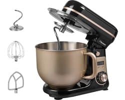 Bestron Keukenmachine - AKM2000SAT - 65dB - 6 snelheden & turbomodus - 6L capaciteit - Satijn - 5 jaar garantie