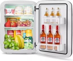 Luxe Mini Koelkast - 15 Liter - Koelen & Verwarmen - Zwarte Glazen Deur - Mat Zwart - Mini Fridge - (Skincare, Medicijnen, Eten, Drinken) Modern auto kantoren kamers camping tuin — thumbnail 2