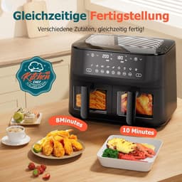 Cookwise Dual Zone Air Fryer 2 Lades - Heteluchtfriteuse met Kijkvenster - 9-In-1 Kookmogelijkheden - Zwart — thumbnail 2