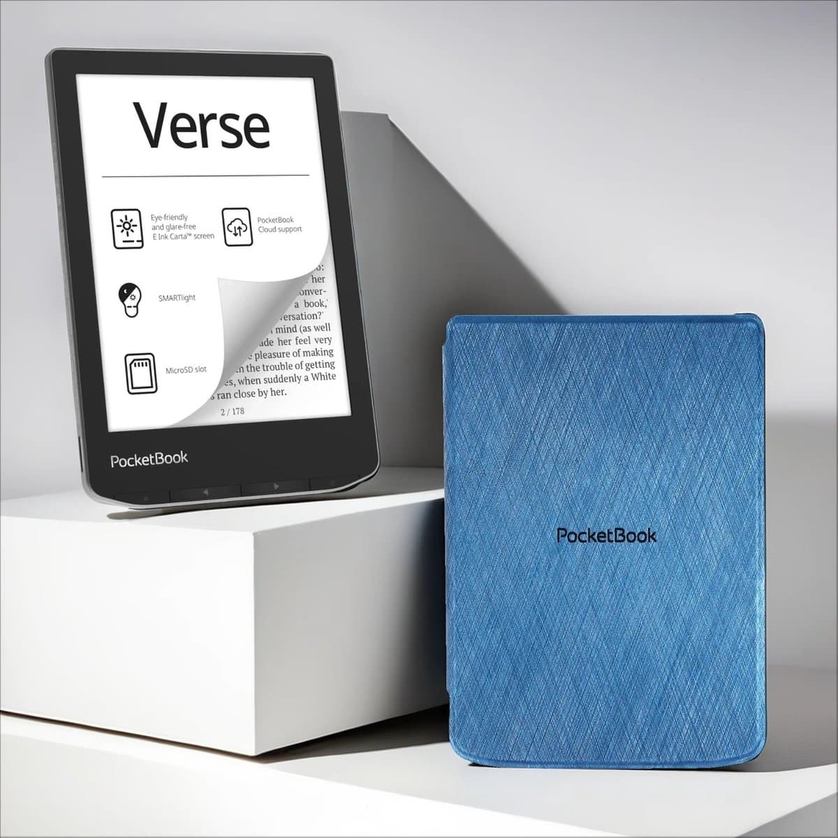 PocketBook Verse e-reader Mist Grey – 6 inch – 8 GB + Blauw hoesje – voordeelbundel — afbeelding 1