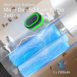 Draagbaar Koffiezetapparaat voor Onderweg - Draadloos voor in de Auto - 12 Volt - Espresso - Nespresso - Dolce Gusto - Capsule Koffie - Gemalen Koffie - Cups - Oplaadbaar - Groen — thumbnail 5